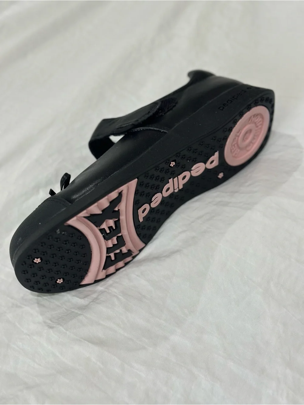 pediped Black Mary Jane with Bow Strap